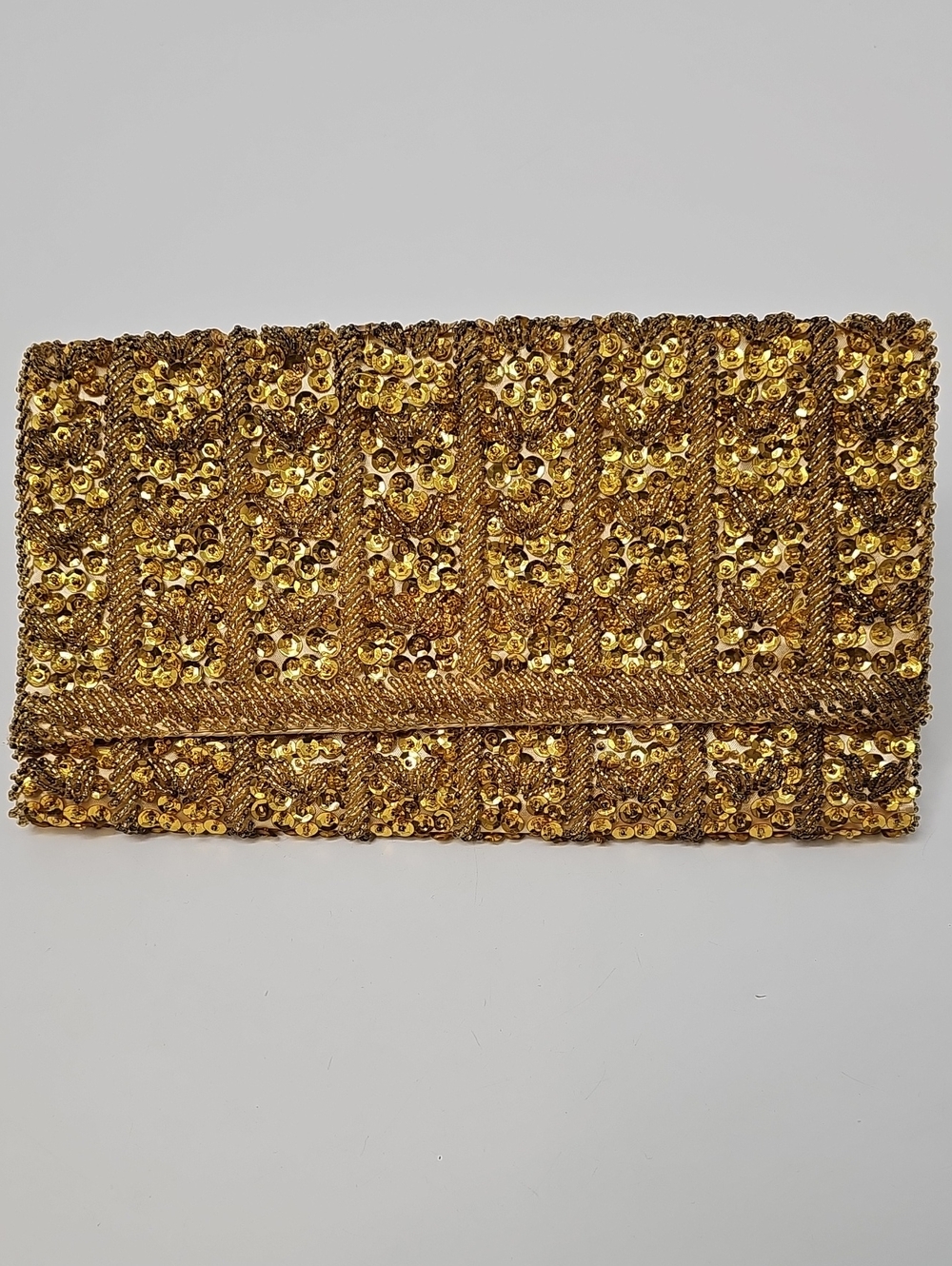 VTG Richere Gold Sequined & Beaded Evening Clutch Feminine Glamorous